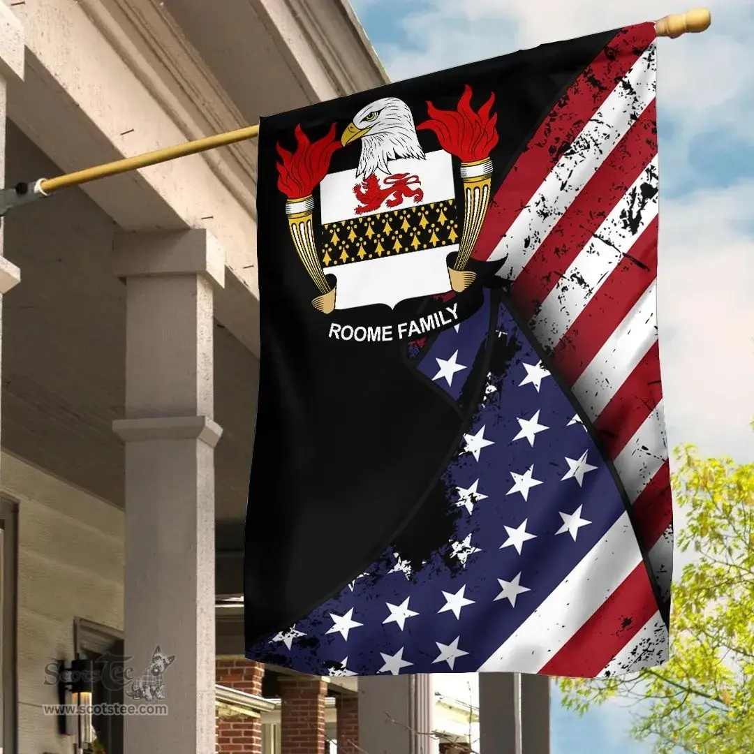 American Roome Coat of Arms on American Flag U.S. Flag Garden Flag/ House Flag