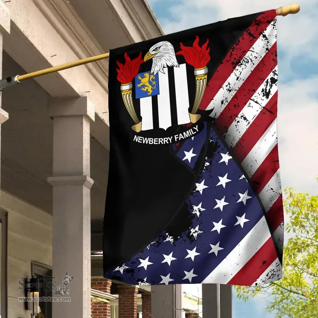 American Newberry Coat of Arms on American Flag U.S. Flag Garden Flag/ House Flag