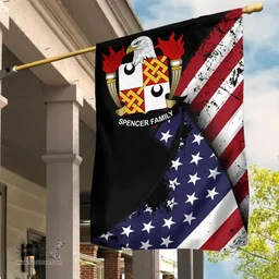 American Spencer Coat of Arms on American Flag U.S. Flag Garden Flag/ House Flag