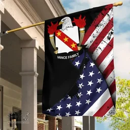 American Van Cortlandt Coat of Arms on American Flag U.S. Flag Garden Flag/ House Flag