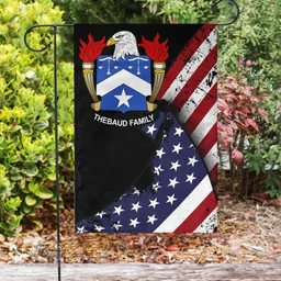 American Thebaud Coat of Arms on American Flag U.S. Flag Garden Flag/ House Flag