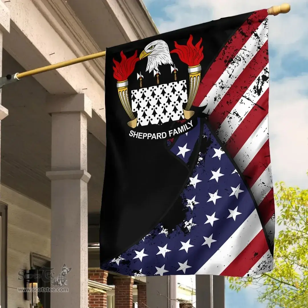 American Sheppard Coat of Arms on American Flag U.S. Flag Garden Flag/ House Flag