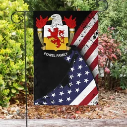 American Powel Coat of Arms on American Flag U.S. Flag Garden Flag/ House Flag