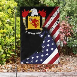 American Pomeroy Coat of Arms on American Flag U.S. Flag Garden Flag/ House Flag