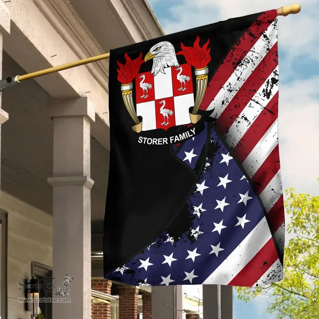 American Storer Coat of Arms on American Flag U.S. Flag Garden Flag/ House Flag