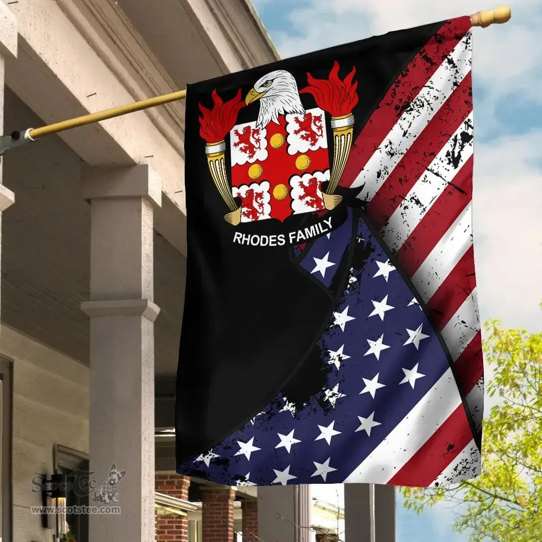 American Rhodes Coat of Arms on American Flag U.S. Flag Garden Flag/ House Flag