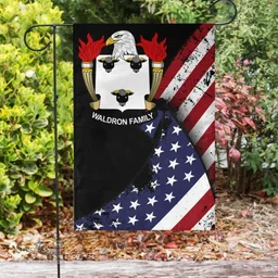 American Waldron Coat of Arms on American Flag U.S. Flag Garden Flag/ House Flag