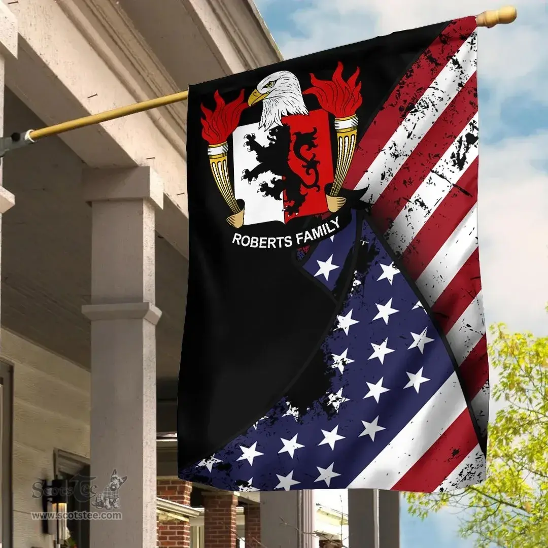American Roberts Coat of Arms on American Flag U.S. Flag Garden Flag/ House Flag