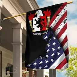 American Roberts Coat of Arms on American Flag U.S. Flag Garden Flag/ House Flag