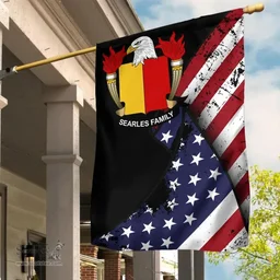 American Searles Coat of Arms on American Flag U.S. Flag Garden Flag/ House Flag