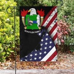 American Schuyler Coat of Arms on American Flag U.S. Flag Garden Flag/ House Flag