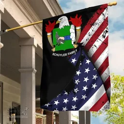 American Schuyler Coat of Arms on American Flag U.S. Flag Garden Flag/ House Flag