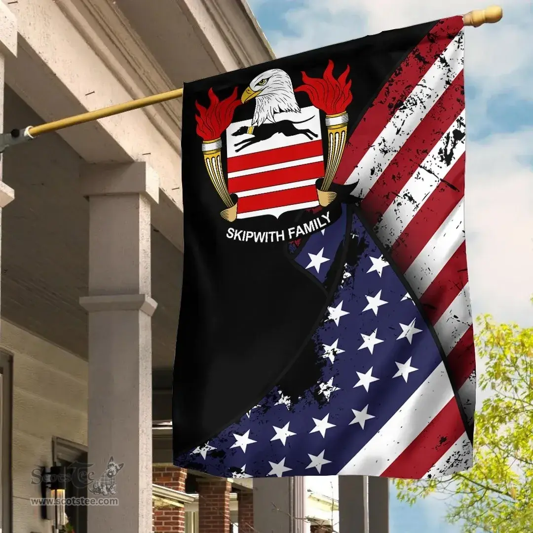 American Skipwith Coat of Arms on American Flag U.S. Flag Garden Flag/ House Flag