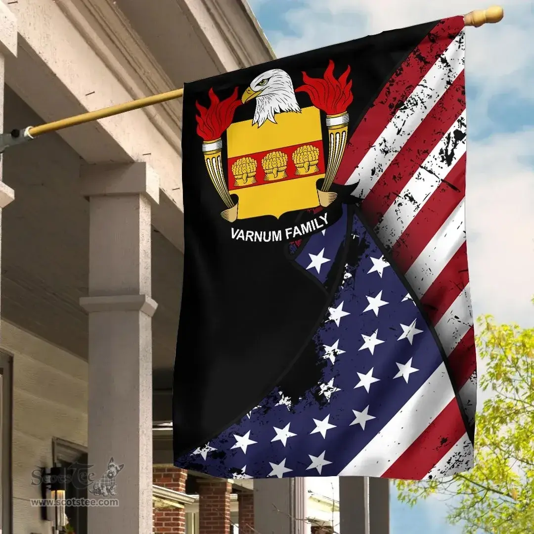 American Varnum Coat of Arms on American Flag U.S. Flag Garden Flag/ House Flag