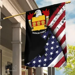 American Varnum Coat of Arms on American Flag U.S. Flag Garden Flag/ House Flag