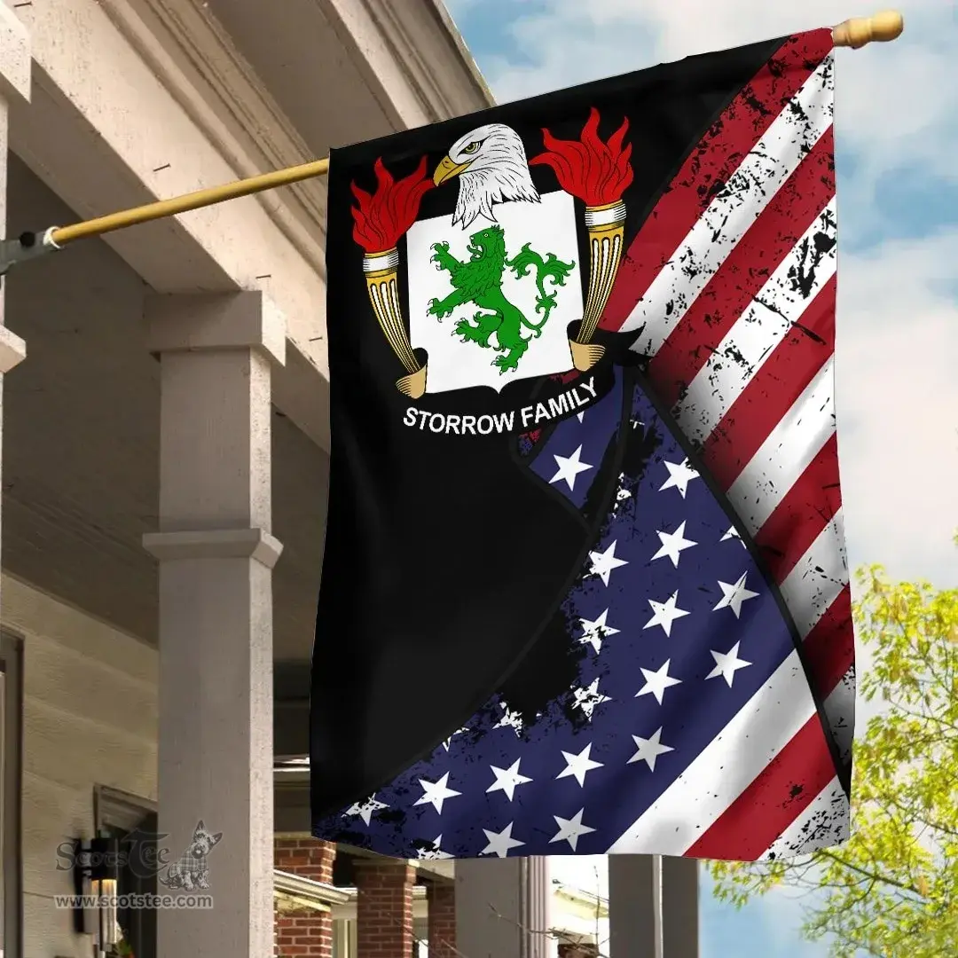 American Storrow Coat of Arms on American Flag U.S. Flag Garden Flag/ House Flag