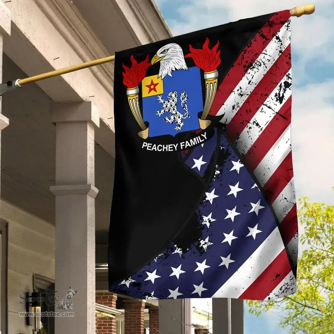 American Peachey Coat of Arms on American Flag U.S. Flag Garden Flag/ House Flag