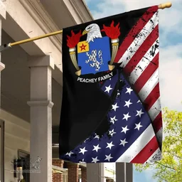 American Peachey Coat of Arms on American Flag U.S. Flag Garden Flag/ House Flag