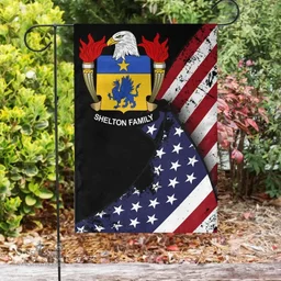 American Shelton Coat of Arms on American Flag U.S. Flag Garden Flag/ House Flag