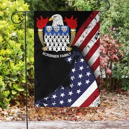 American Scribner Coat of Arms on American Flag U.S. Flag Garden Flag/ House Flag