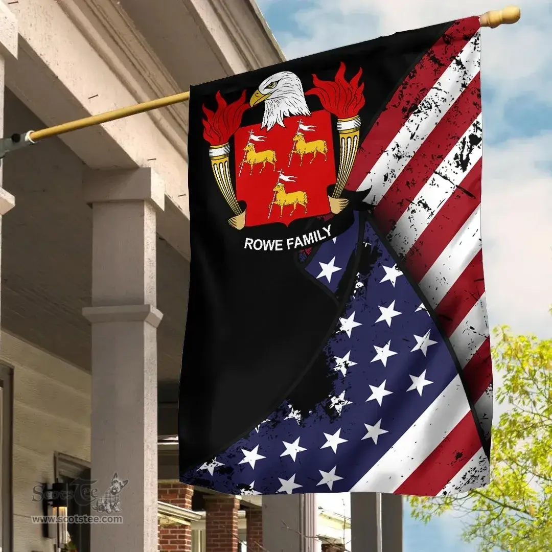 American Rowe Coat of Arms on American Flag U.S. Flag Garden Flag/ House Flag