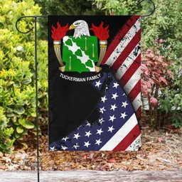 American Tuckerman Coat of Arms on American Flag U.S. Flag Garden Flag/ House Flag