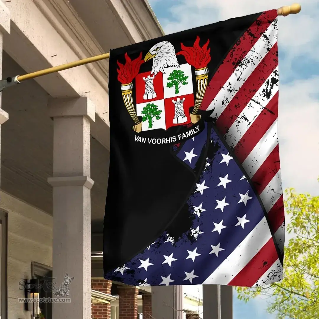 American Vance Coat of Arms on American Flag U.S. Flag Garden Flag/ House Flag