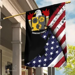 American Simmons Coat of Arms on American Flag U.S. Flag Garden Flag/ House Flag