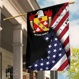 American Peters Coat of Arms on American Flag U.S. Flag Garden Flag/ House Flag