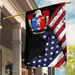 American Sibley Coat of Arms on American Flag U.S. Flag Garden Flag/ House Flag