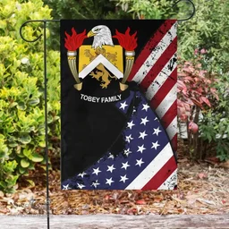 American Tobey Coat of Arms on American Flag U.S. Flag Garden Flag/ House Flag