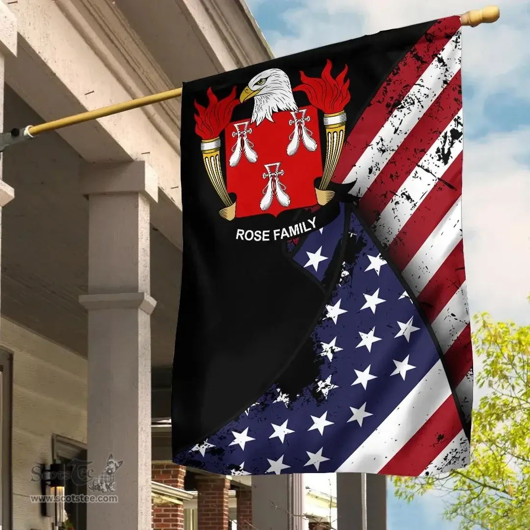 American Rose Coat of Arms on American Flag U.S. Flag Garden Flag/ House Flag