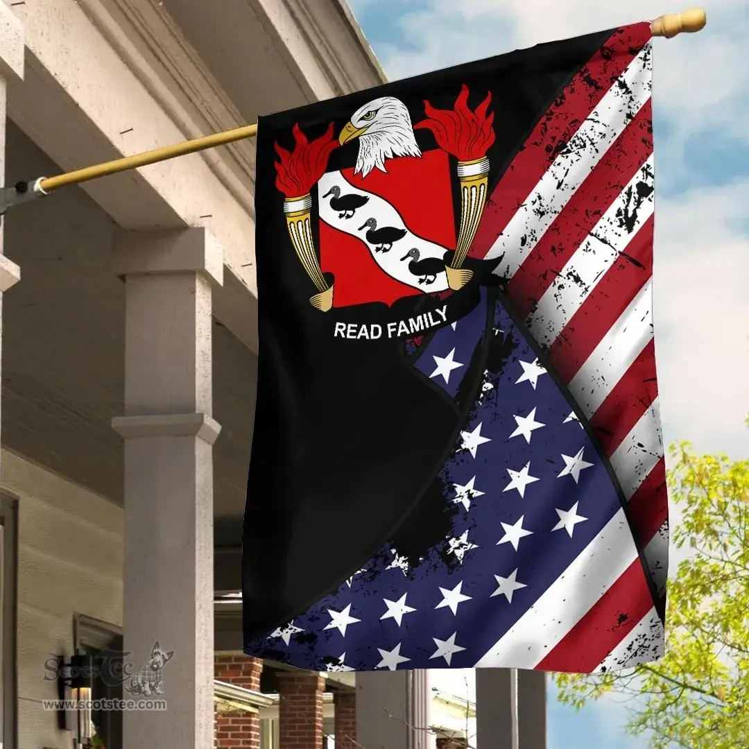 American Read Coat of Arms on American Flag U.S. Flag Garden Flag/ House Flag