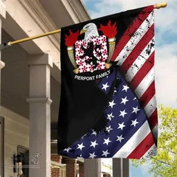American Pierpont Coat of Arms on American Flag U.S. Flag Garden Flag/ House Flag