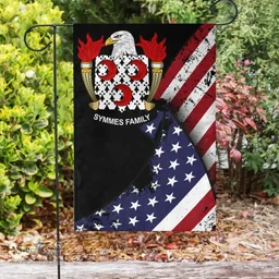 American Symmes Coat of Arms on American Flag U.S. Flag Garden Flag/ House Flag