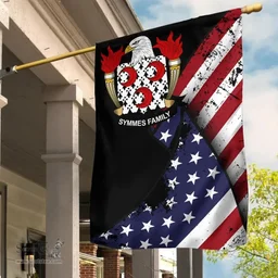 American Symmes Coat of Arms on American Flag U.S. Flag Garden Flag/ House Flag
