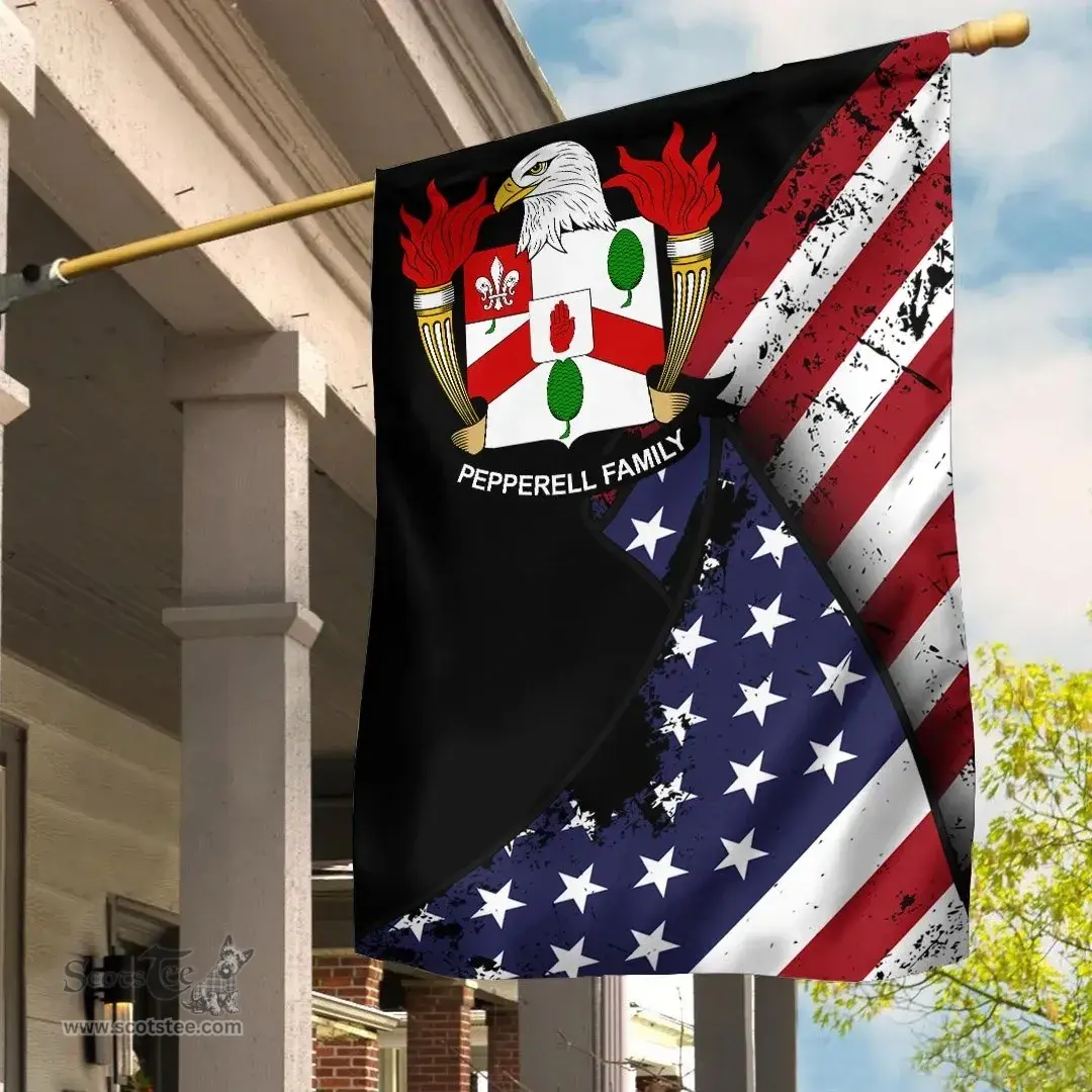 American Pepperell Coat of Arms on American Flag U.S. Flag Garden Flag/ House Flag