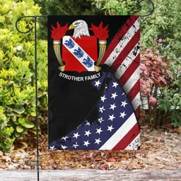 American Strother Coat of Arms on American Flag U.S. Flag Garden Flag/ House Flag