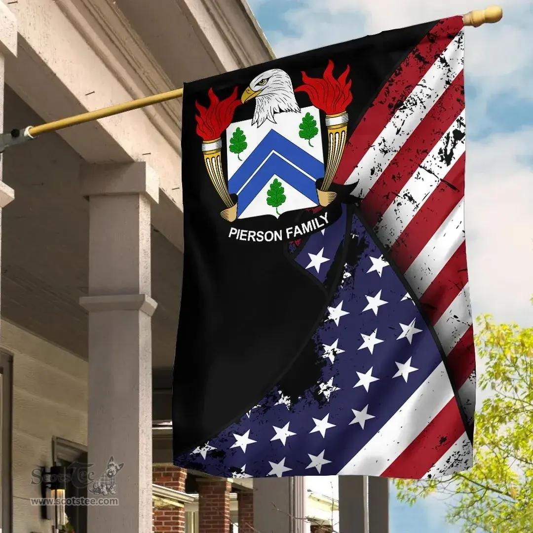American Pierson Coat of Arms on American Flag U.S. Flag Garden Flag/ House Flag
