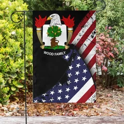 American Wood Coat of Arms on American Flag U.S. Flag Garden Flag/ House Flag