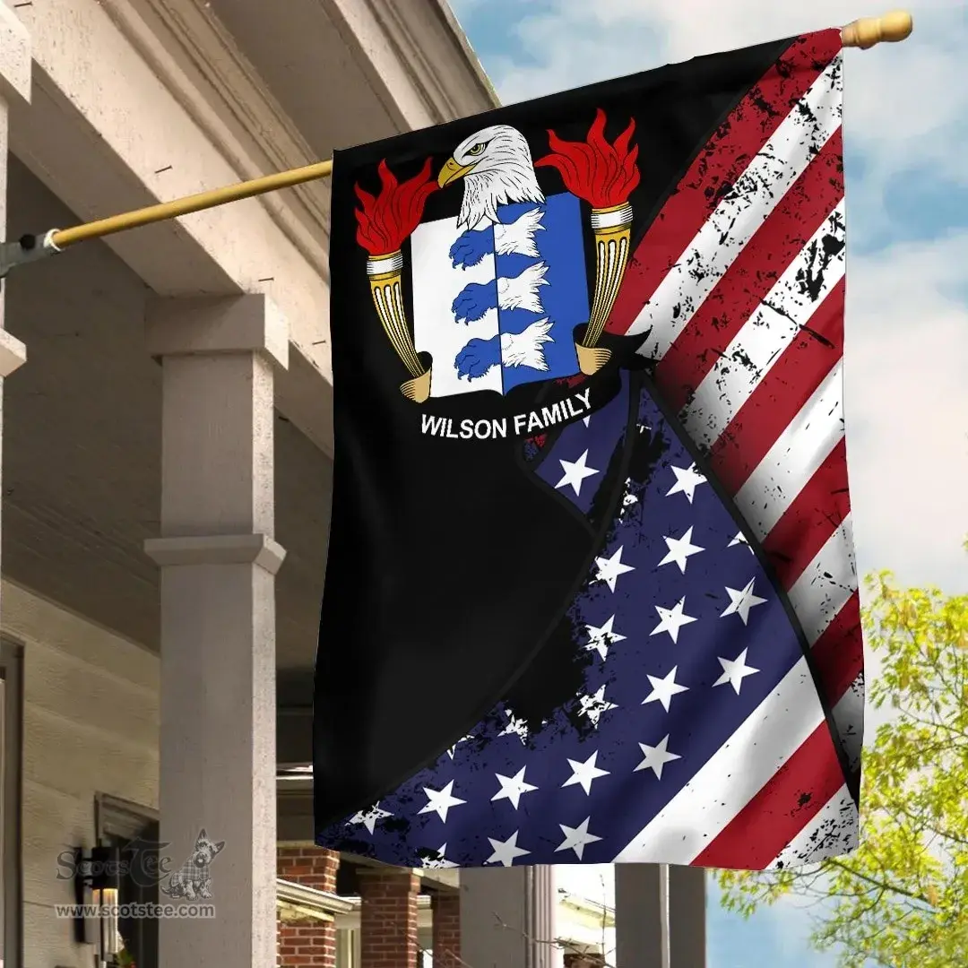American Wilson Coat of Arms on American Flag U.S. Flag Garden Flag/ House Flag