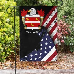 American Willey Coat of Arms on American Flag U.S. Flag Garden Flag/ House Flag