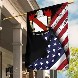 American Woodbridge Coat of Arms on American Flag U.S. Flag Garden Flag/ House Flag