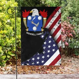 American Wendell Coat of Arms on American Flag U.S. Flag Garden Flag/ House Flag