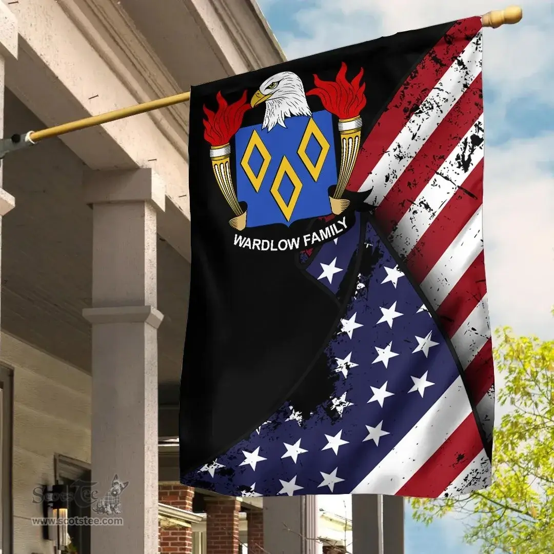 American Wardlow Coat of Arms on American Flag U.S. Flag Garden Flag/ House Flag