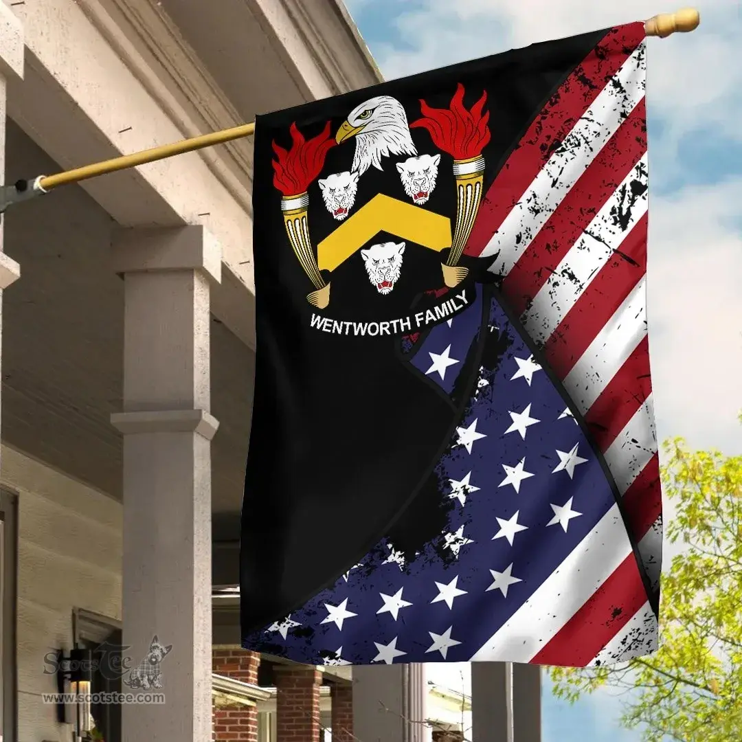 American Wentworth Coat of Arms on American Flag U.S. Flag Garden Flag/ House Flag