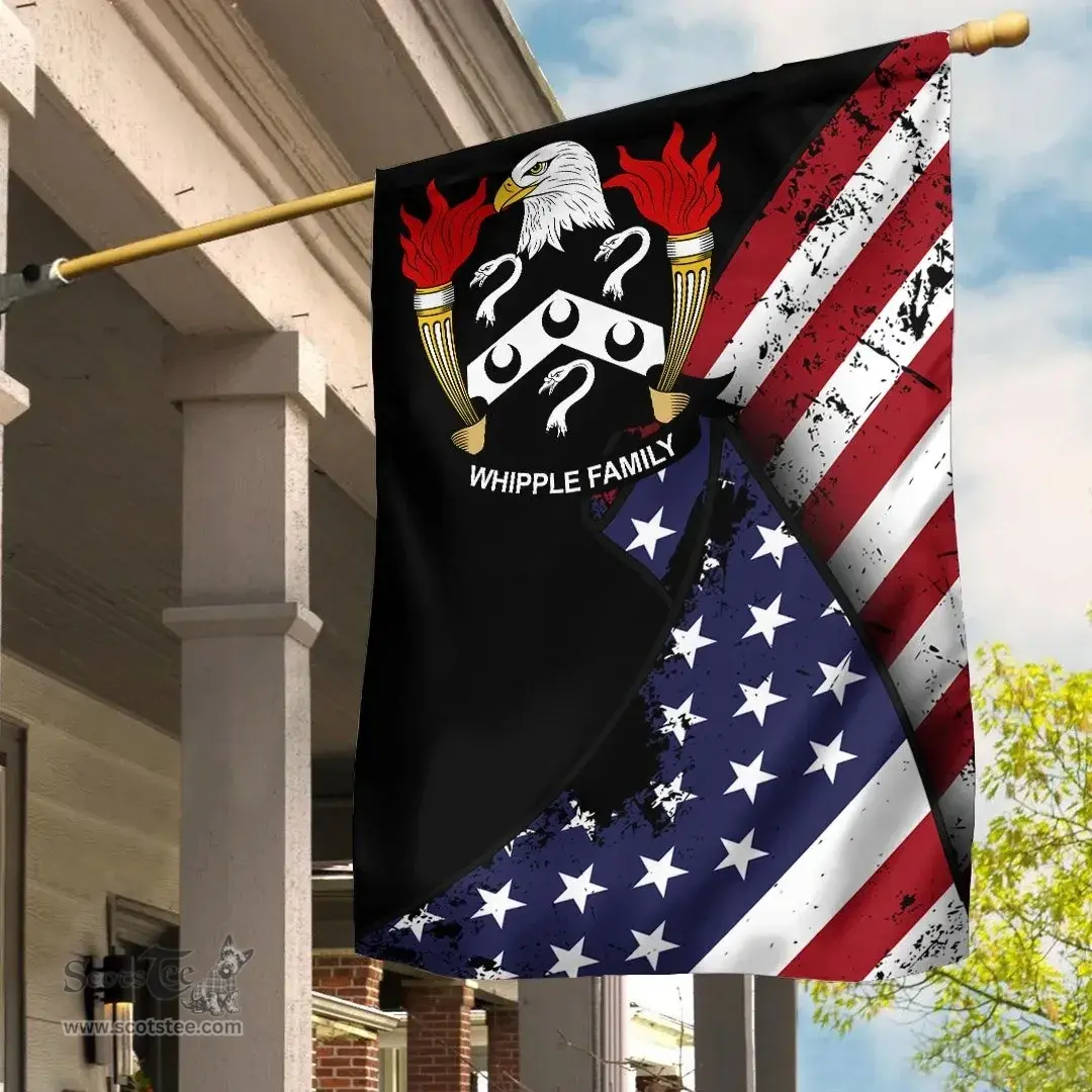 American Whipple Coat of Arms on American Flag U.S. Flag Garden Flag/ House Flag