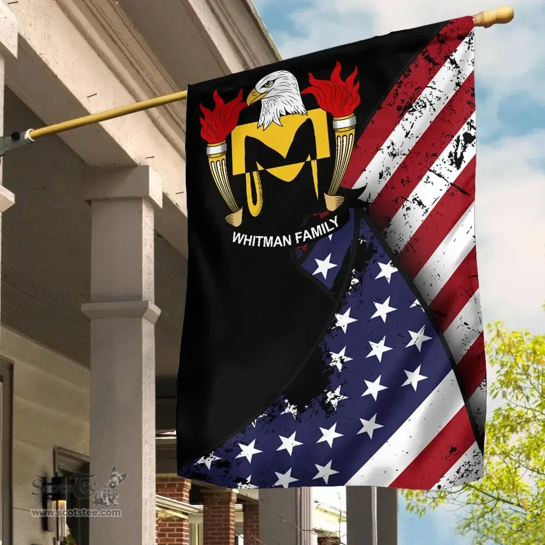 American Whitman Coat of Arms on American Flag U.S. Flag Garden Flag/ House Flag