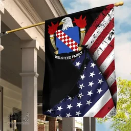 American Welsteed Coat of Arms on American Flag U.S. Flag Garden Flag/ House Flag