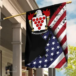 American Worcester Coat of Arms on American Flag U.S. Flag Garden Flag/ House Flag
